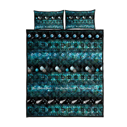 New Zealand Darts Christmas Quilt Bed Set Merry Xmas Aotearoa Maori Paua Shell - Aussie Hoodie