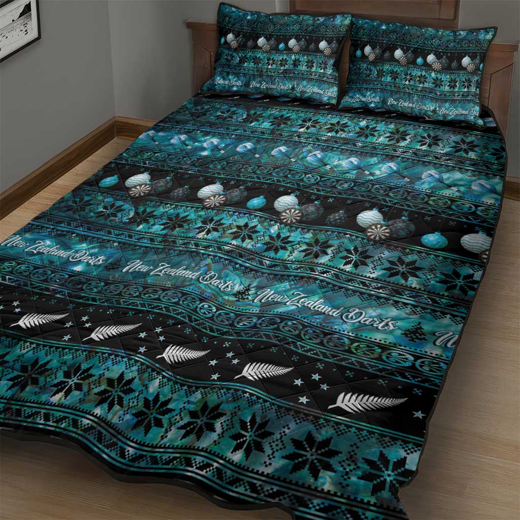 New Zealand Darts Christmas Quilt Bed Set Merry Xmas Aotearoa Maori Paua Shell - Aussie Hoodie