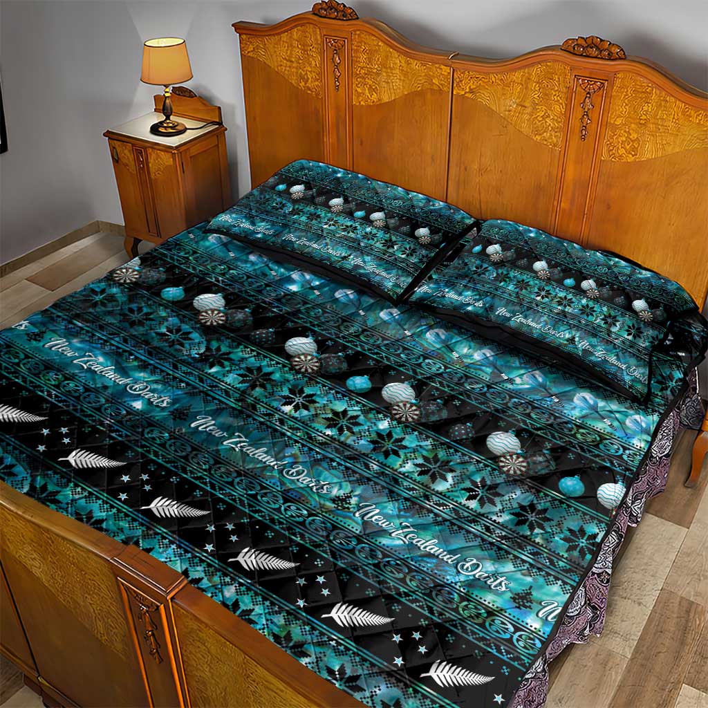 New Zealand Darts Christmas Quilt Bed Set Merry Xmas Aotearoa Maori Paua Shell - Aussie Hoodie