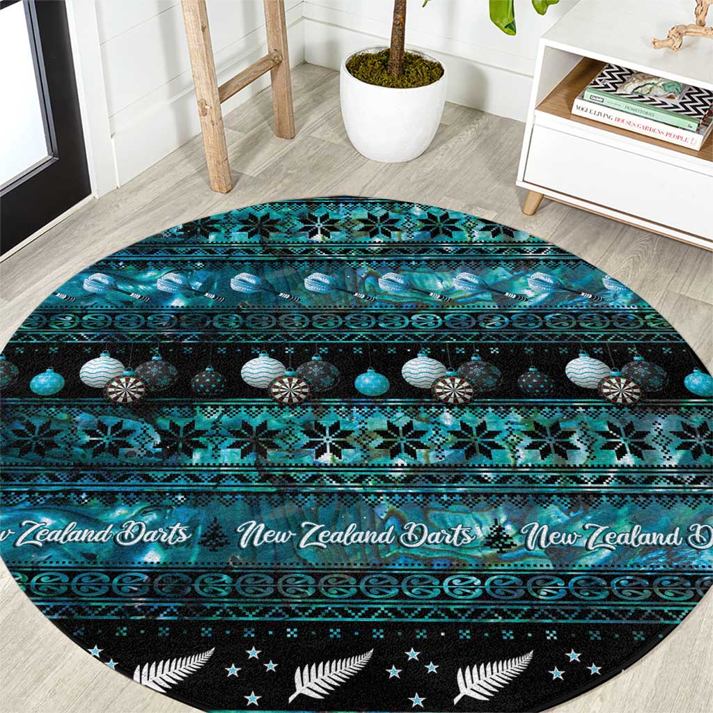 New Zealand Darts Christmas Round Carpet Merry Xmas Aotearoa Maori Paua Shell - Aussie Hoodie