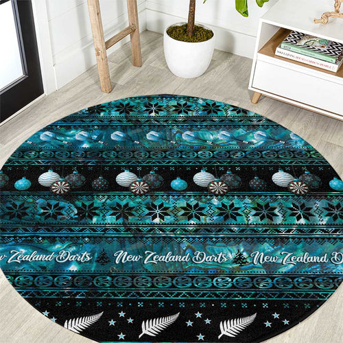 New Zealand Darts Christmas Round Carpet Merry Xmas Aotearoa Maori Paua Shell - Aussie Hoodie