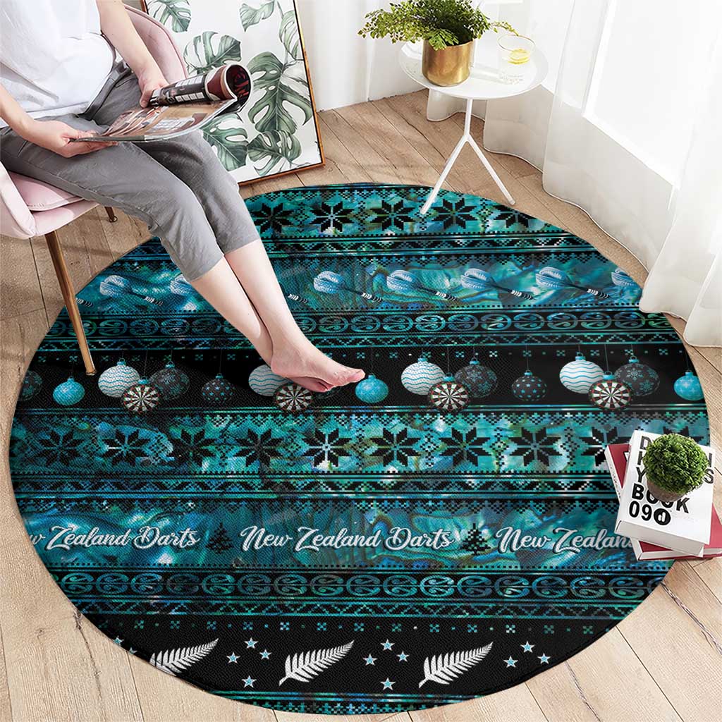 New Zealand Darts Christmas Round Carpet Merry Xmas Aotearoa Maori Paua Shell - Aussie Hoodie