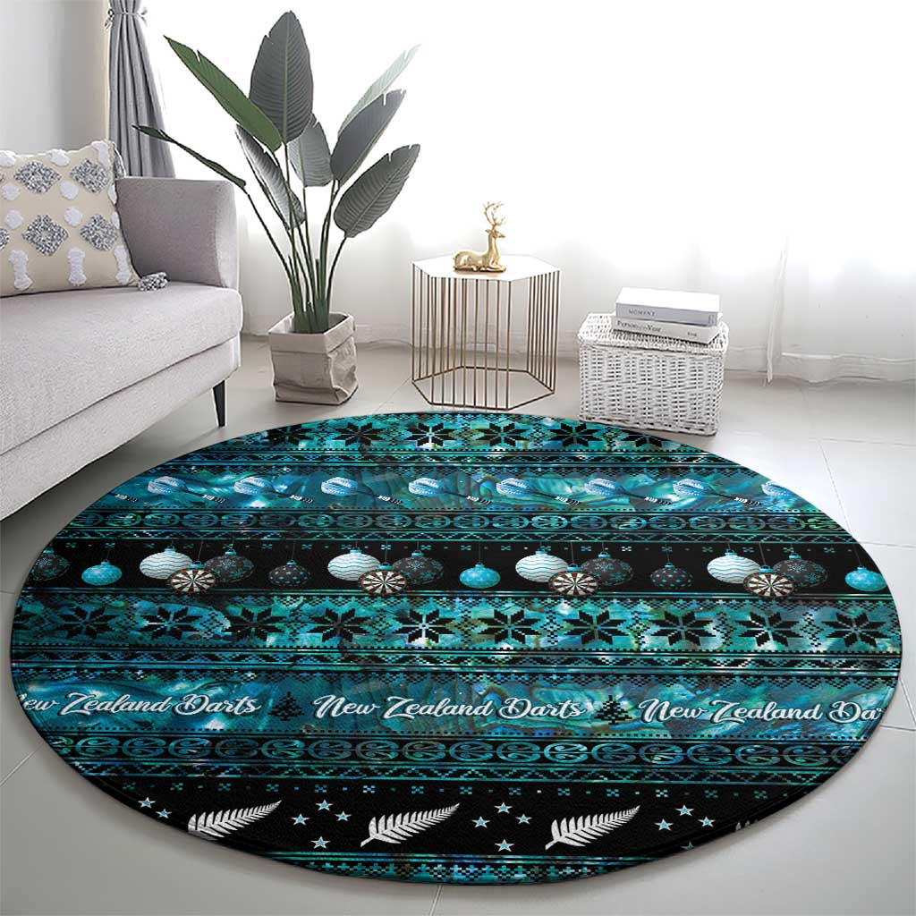 New Zealand Darts Christmas Round Carpet Merry Xmas Aotearoa Maori Paua Shell - Aussie Hoodie