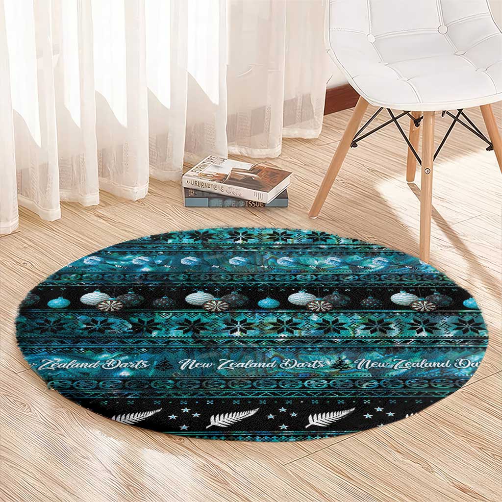 New Zealand Darts Christmas Round Carpet Merry Xmas Aotearoa Maori Paua Shell - Aussie Hoodie