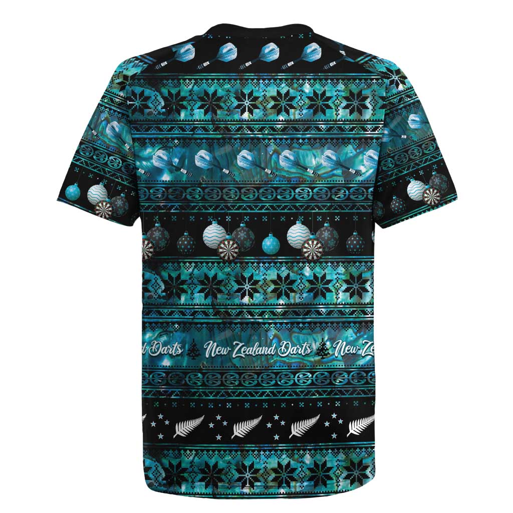 New Zealand Darts Christmas Rugby Jersey Merry Xmas Aotearoa Maori Paua Shell - Aussie Hoodie