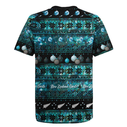 New Zealand Darts Christmas Rugby Jersey Merry Xmas Aotearoa Maori Paua Shell - Aussie Hoodie