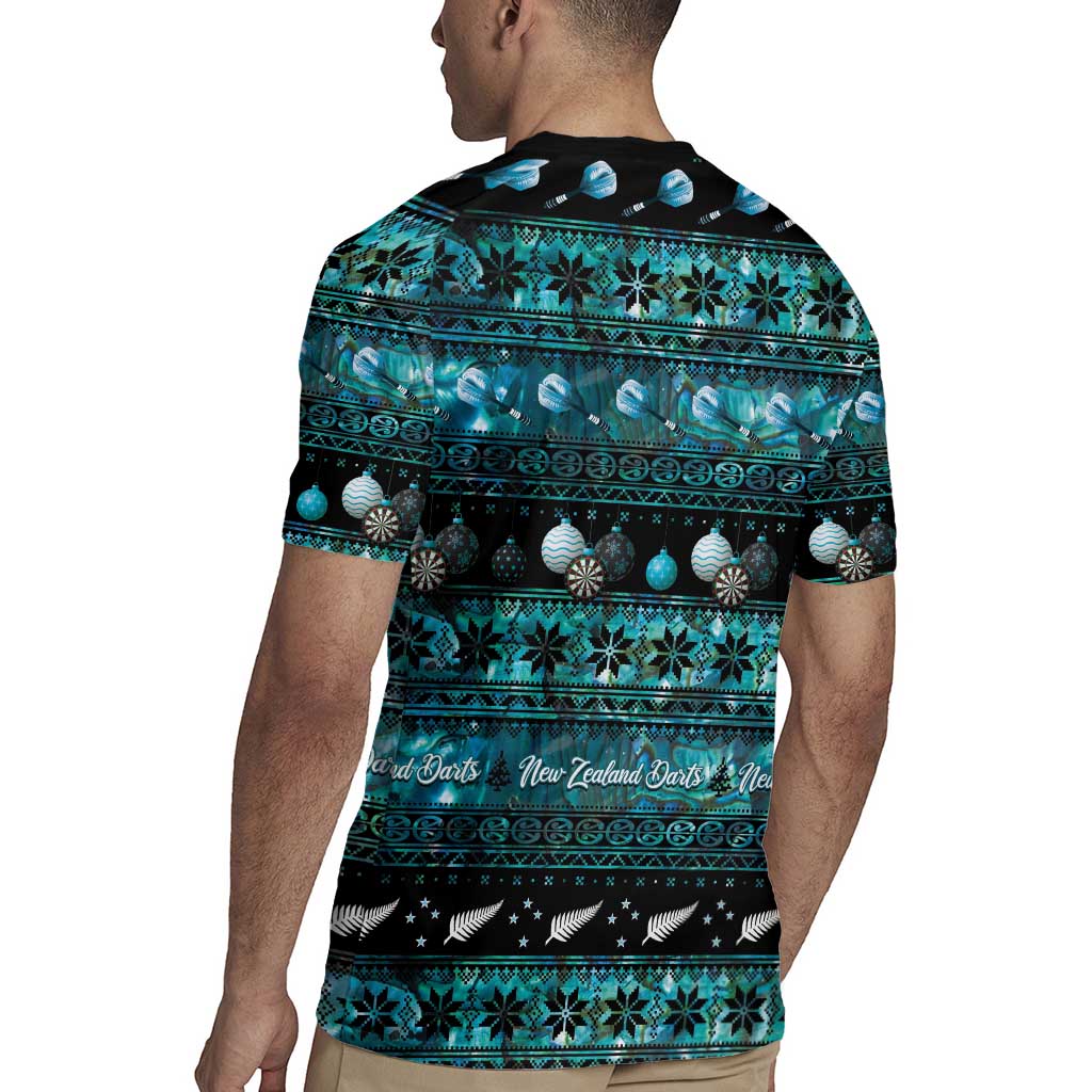 New Zealand Darts Christmas Rugby Jersey Merry Xmas Aotearoa Maori Paua Shell - Aussie Hoodie