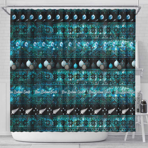 New Zealand Darts Christmas Shower Curtain Merry Xmas Aotearoa Maori Paua Shell - Aussie Hoodie