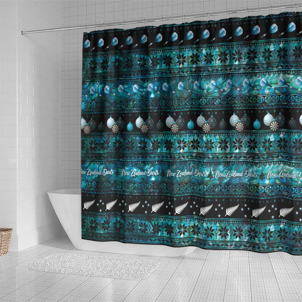 New Zealand Darts Christmas Shower Curtain Merry Xmas Aotearoa Maori Paua Shell - Aussie Hoodie