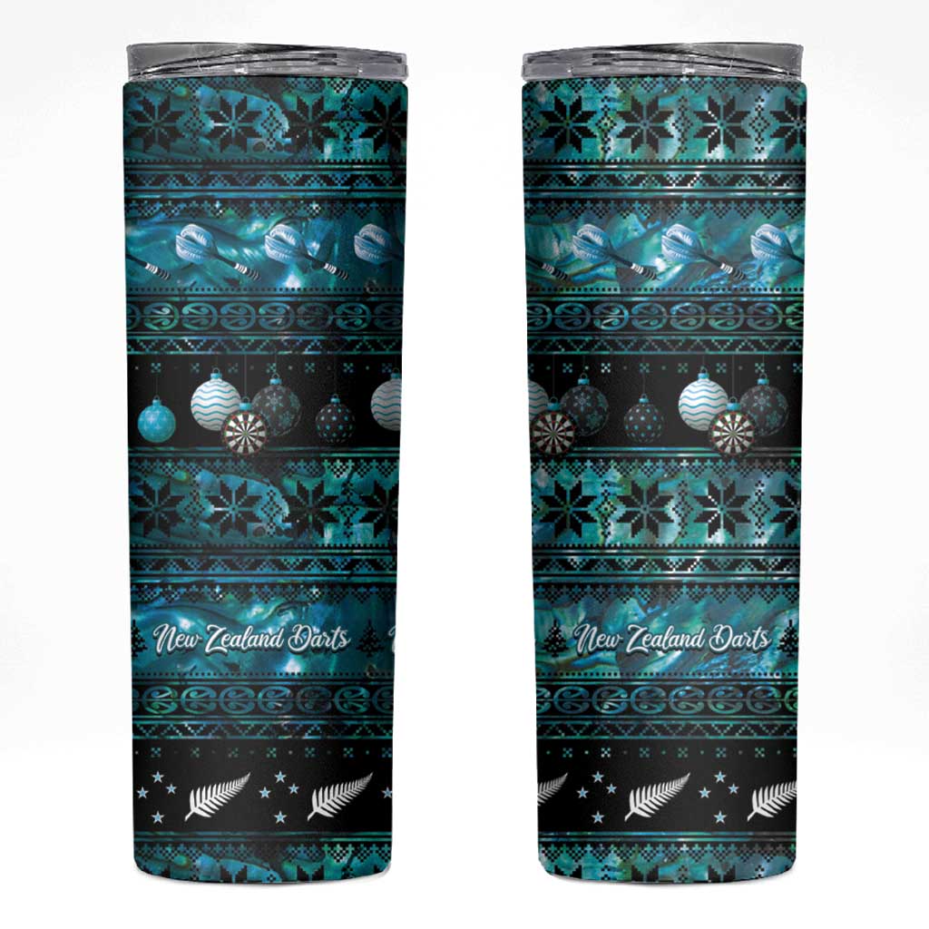 New Zealand Darts Christmas Skinny Tumbler Merry Xmas Aotearoa Maori Paua Shell - Aussie Hoodie