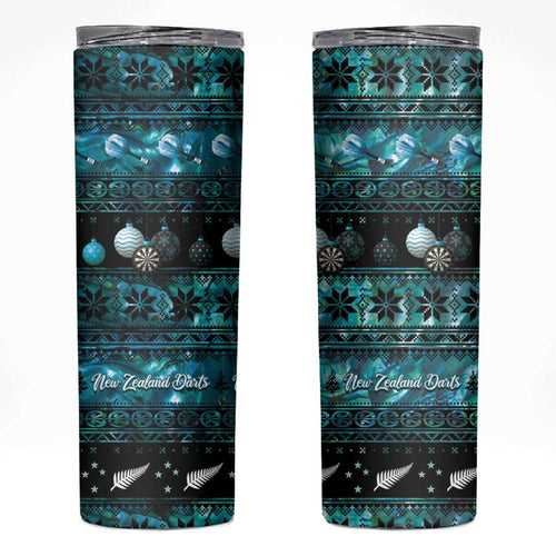 New Zealand Darts Christmas Skinny Tumbler Merry Xmas Aotearoa Maori Paua Shell - Aussie Hoodie