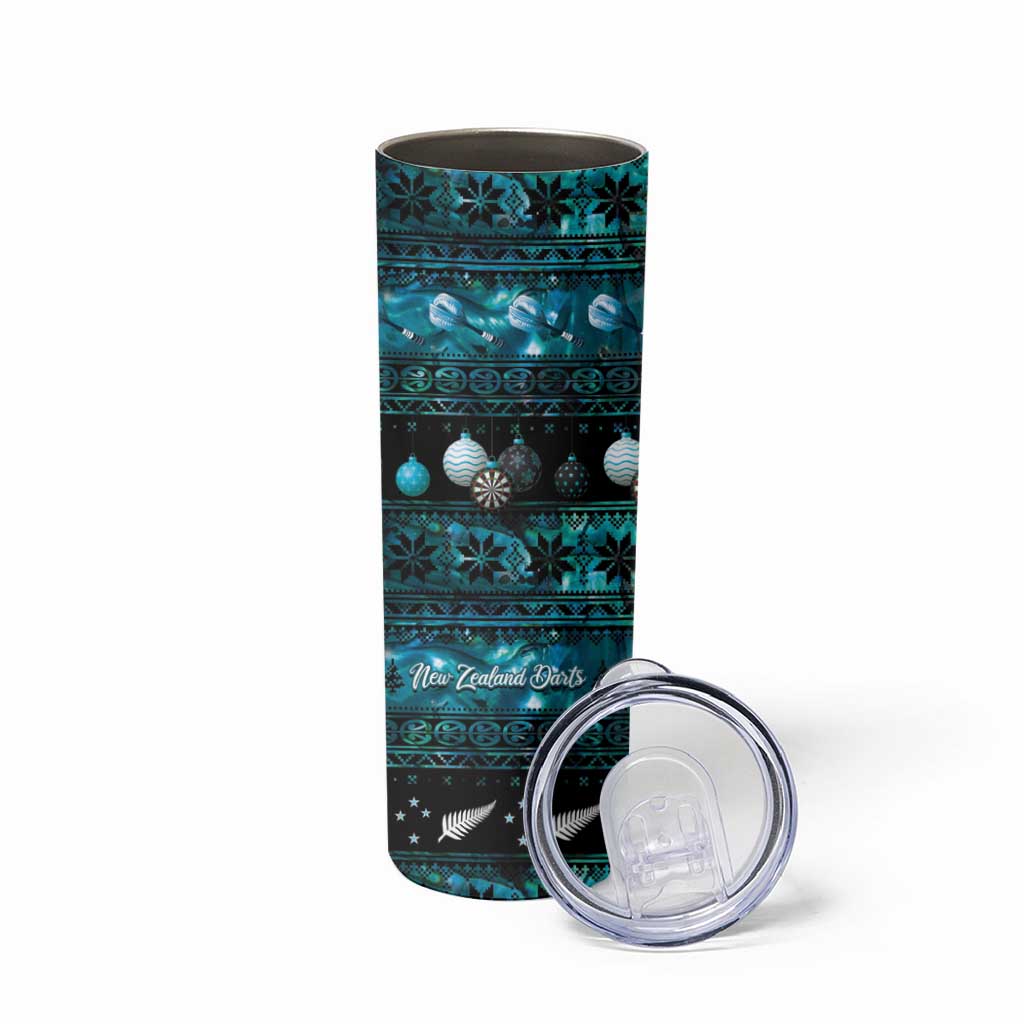 New Zealand Darts Christmas Skinny Tumbler Merry Xmas Aotearoa Maori Paua Shell - Aussie Hoodie