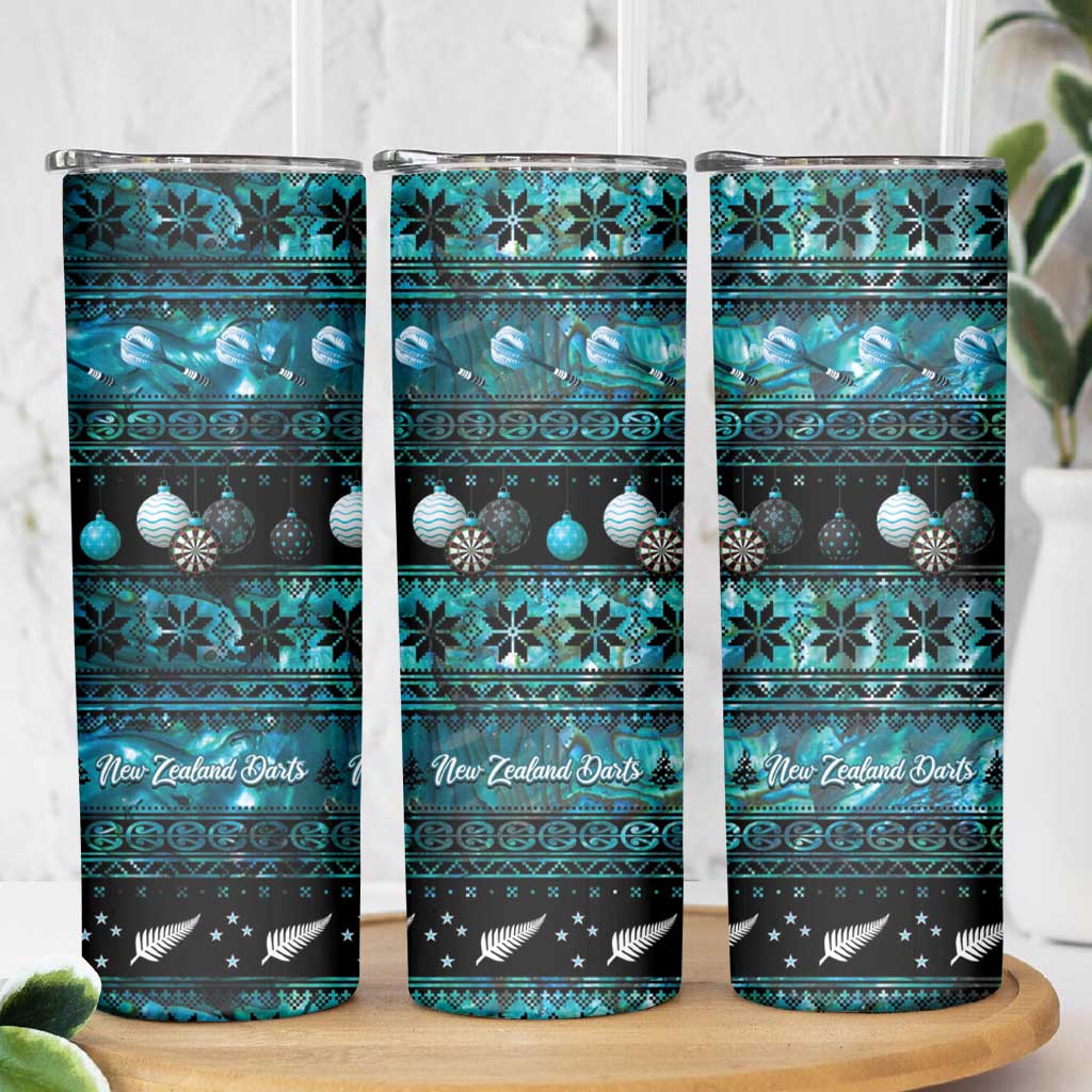 New Zealand Darts Christmas Skinny Tumbler Merry Xmas Aotearoa Maori Paua Shell - Aussie Hoodie