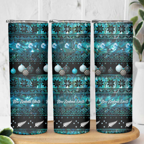 New Zealand Darts Christmas Skinny Tumbler Merry Xmas Aotearoa Maori Paua Shell - Aussie Hoodie
