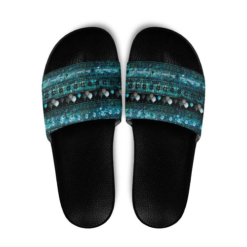 New Zealand Darts Christmas Slide Sandals Merry Xmas Aotearoa Maori Paua Shell - Aussie Hoodie