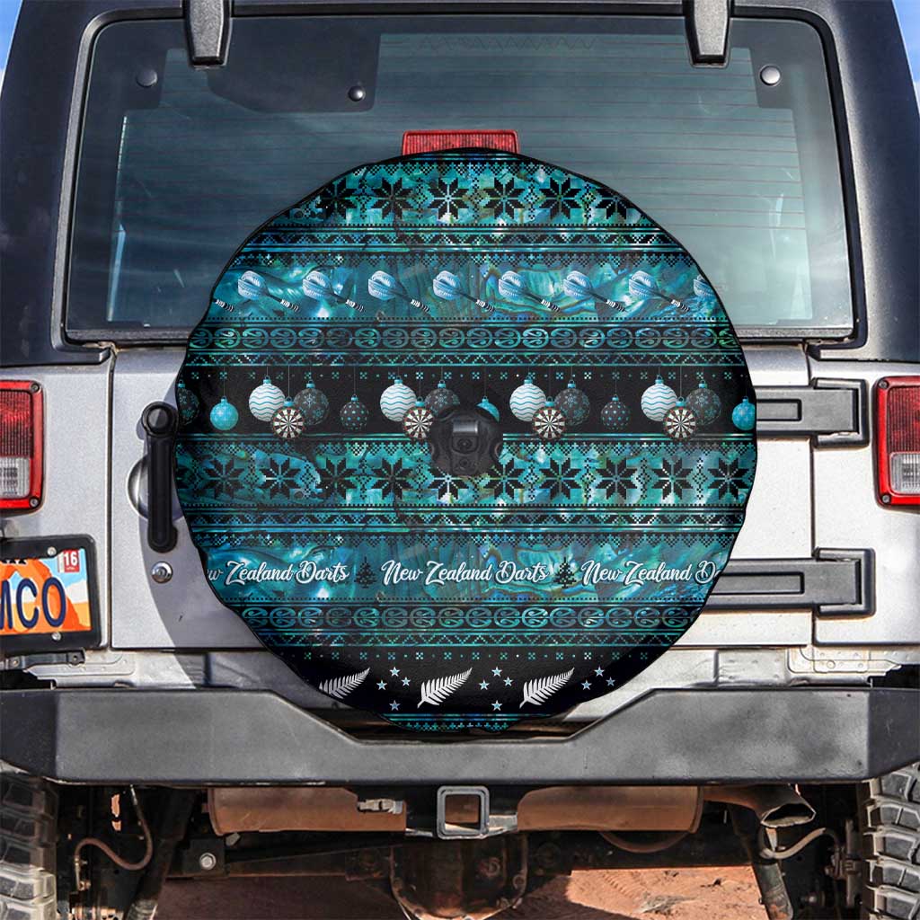 New Zealand Darts Christmas Spare Tire Cover Merry Xmas Aotearoa Maori Paua Shell - Aussie Hoodie