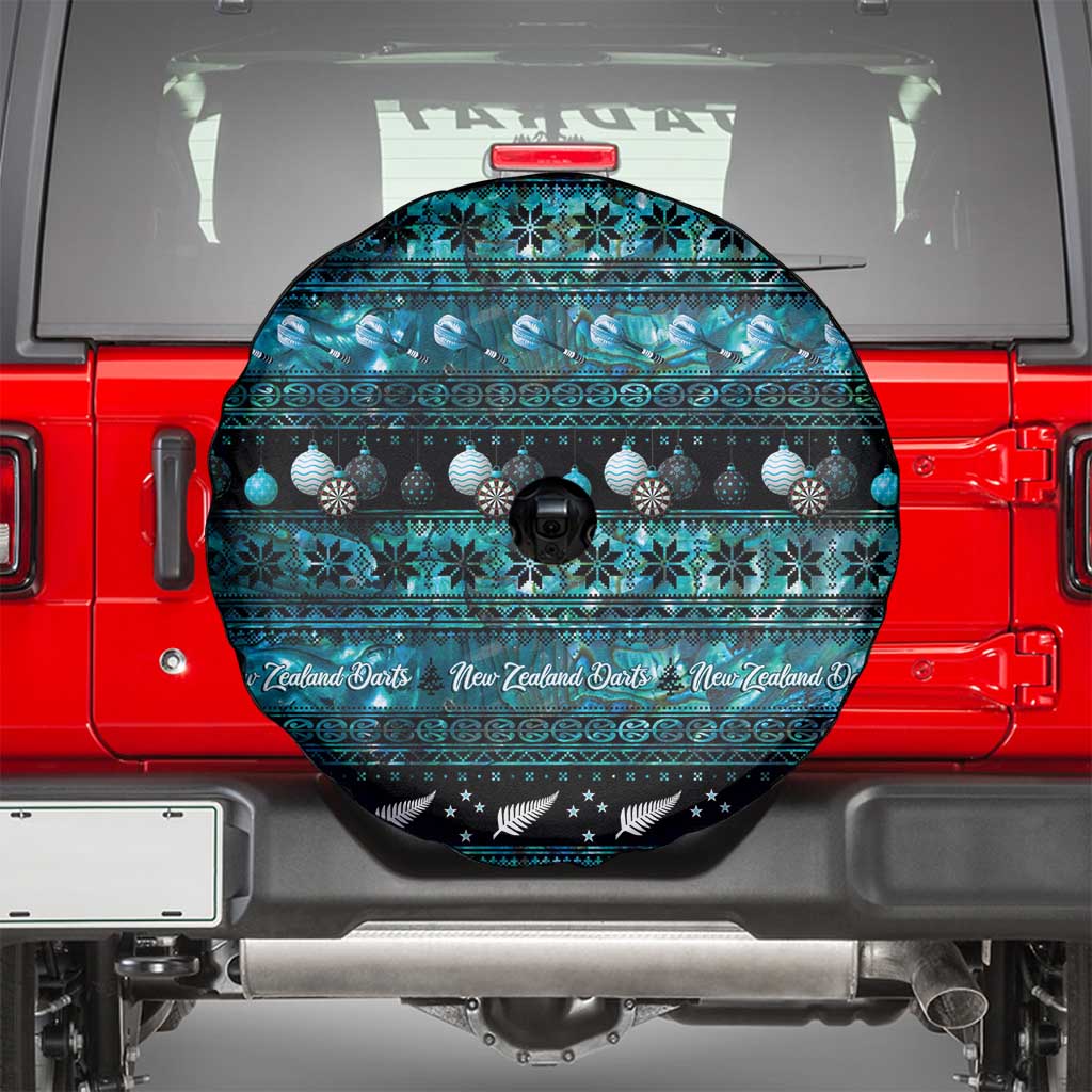 New Zealand Darts Christmas Spare Tire Cover Merry Xmas Aotearoa Maori Paua Shell - Aussie Hoodie