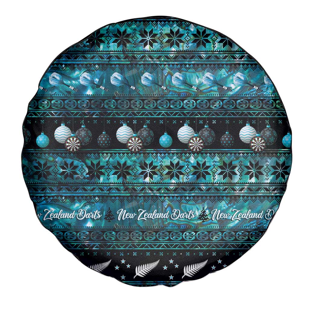 New Zealand Darts Christmas Spare Tire Cover Merry Xmas Aotearoa Maori Paua Shell - Aussie Hoodie