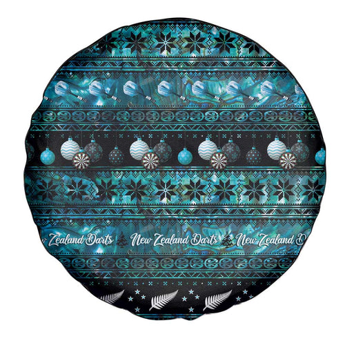 New Zealand Darts Christmas Spare Tire Cover Merry Xmas Aotearoa Maori Paua Shell - Aussie Hoodie