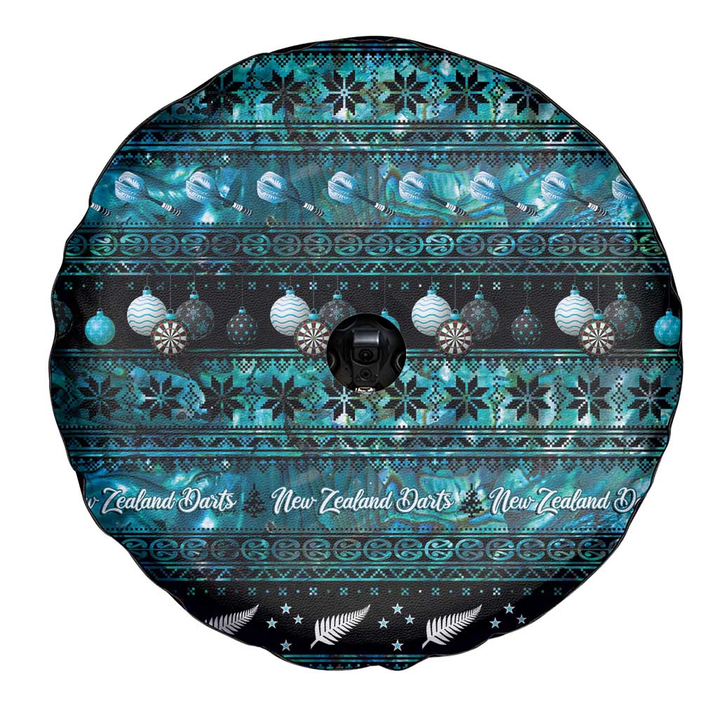 New Zealand Darts Christmas Spare Tire Cover Merry Xmas Aotearoa Maori Paua Shell - Aussie Hoodie