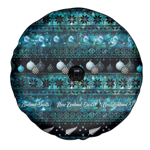 New Zealand Darts Christmas Spare Tire Cover Merry Xmas Aotearoa Maori Paua Shell - Aussie Hoodie