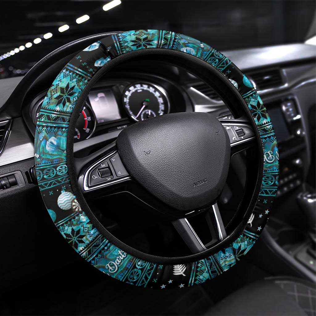 New Zealand Darts Christmas Steering Wheel Cover Merry Xmas Aotearoa Maori Paua Shell - Aussie Hoodie