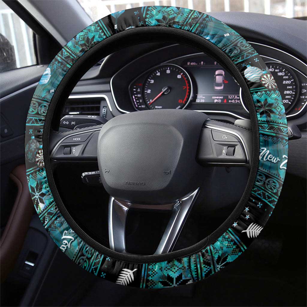 New Zealand Darts Christmas Steering Wheel Cover Merry Xmas Aotearoa Maori Paua Shell - Aussie Hoodie