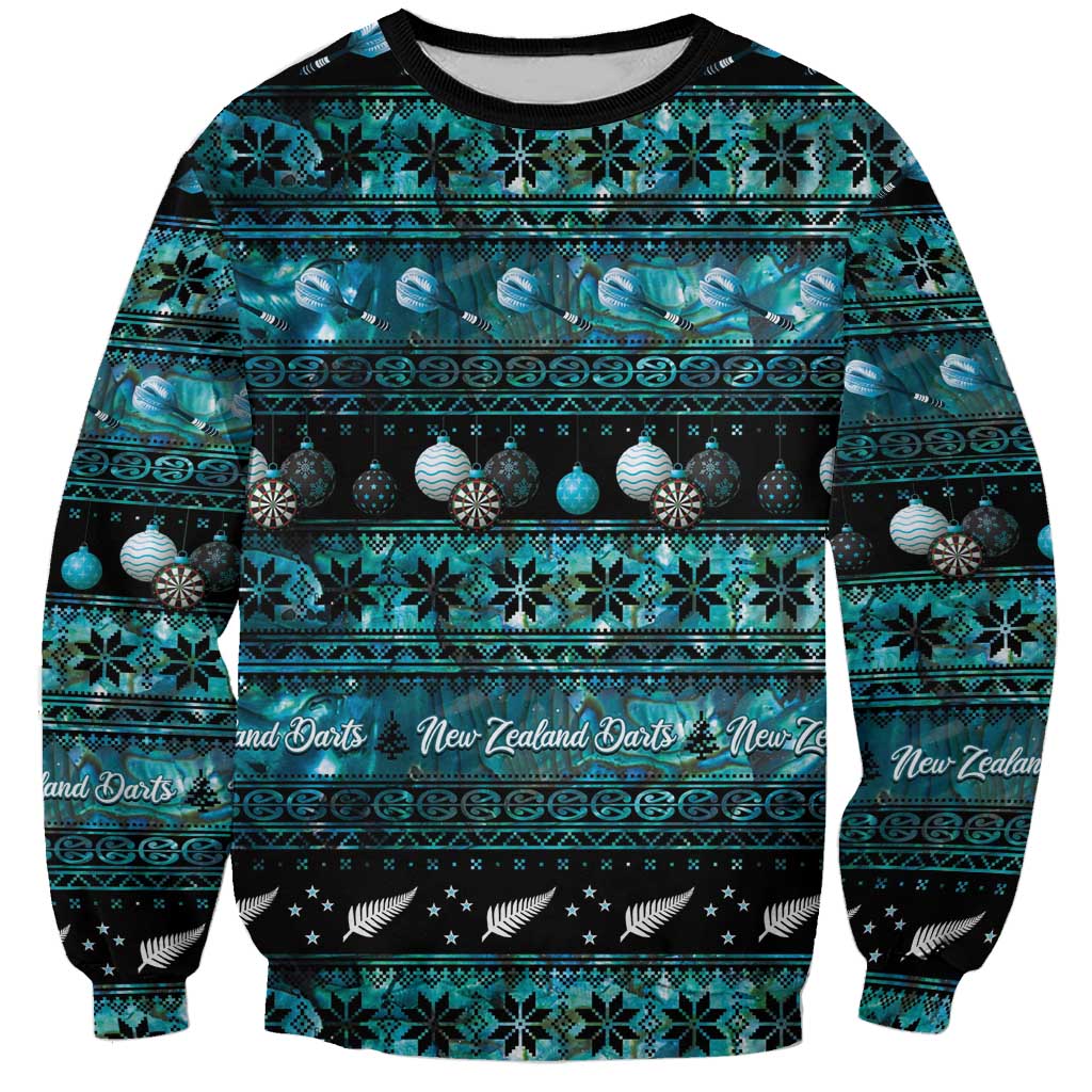 New Zealand Darts Christmas Sweatshirt Merry Xmas Aotearoa Maori Paua Shell - Aussie Hoodie