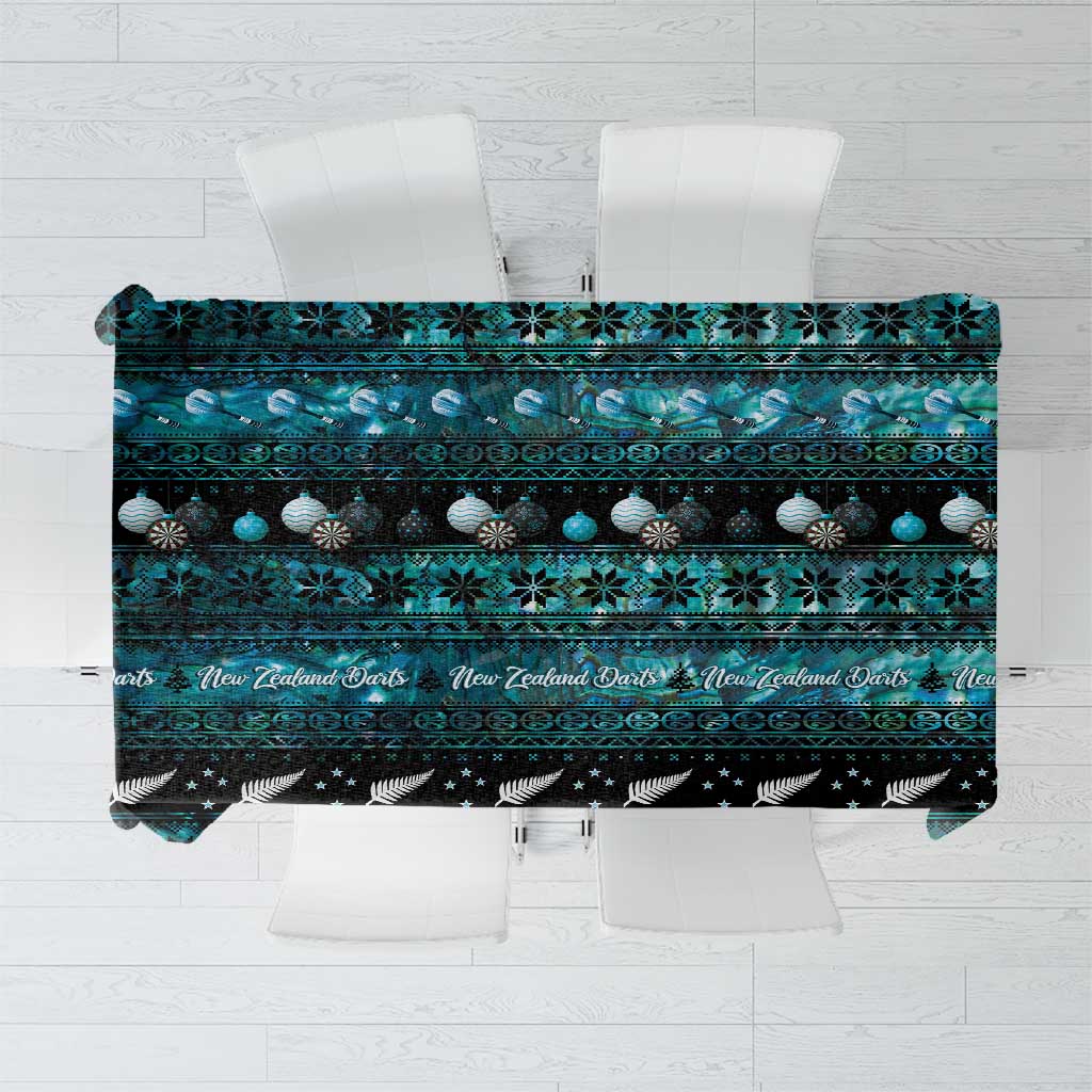 New Zealand Darts Christmas Tablecloth Merry Xmas Aotearoa Maori Paua Shell - Aussie Hoodie