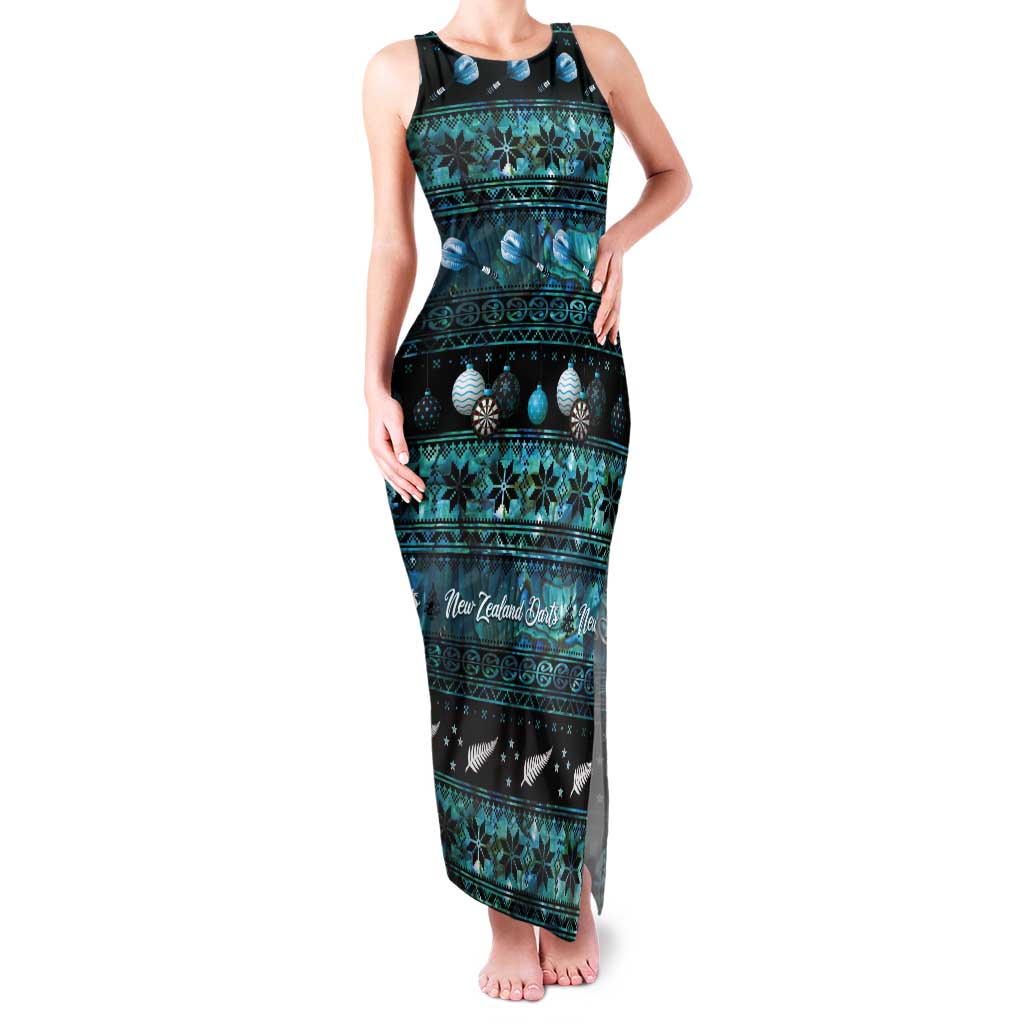 New Zealand Darts Christmas Tank Maxi Dress Merry Xmas Aotearoa Maori Paua Shell - Aussie Hoodie