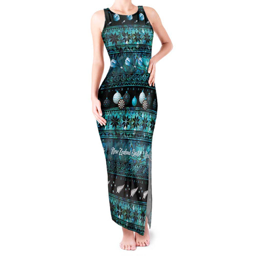 New Zealand Darts Christmas Tank Maxi Dress Merry Xmas Aotearoa Maori Paua Shell - Aussie Hoodie