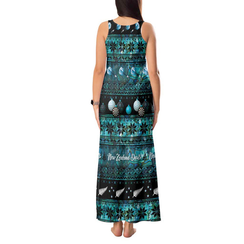 New Zealand Darts Christmas Tank Maxi Dress Merry Xmas Aotearoa Maori Paua Shell - Aussie Hoodie