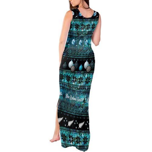 New Zealand Darts Christmas Tank Maxi Dress Merry Xmas Aotearoa Maori Paua Shell - Aussie Hoodie