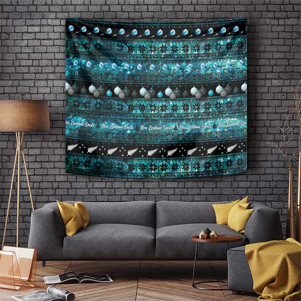New Zealand Darts Christmas Tapestry Merry Xmas Aotearoa Maori Paua Shell - Aussie Hoodie