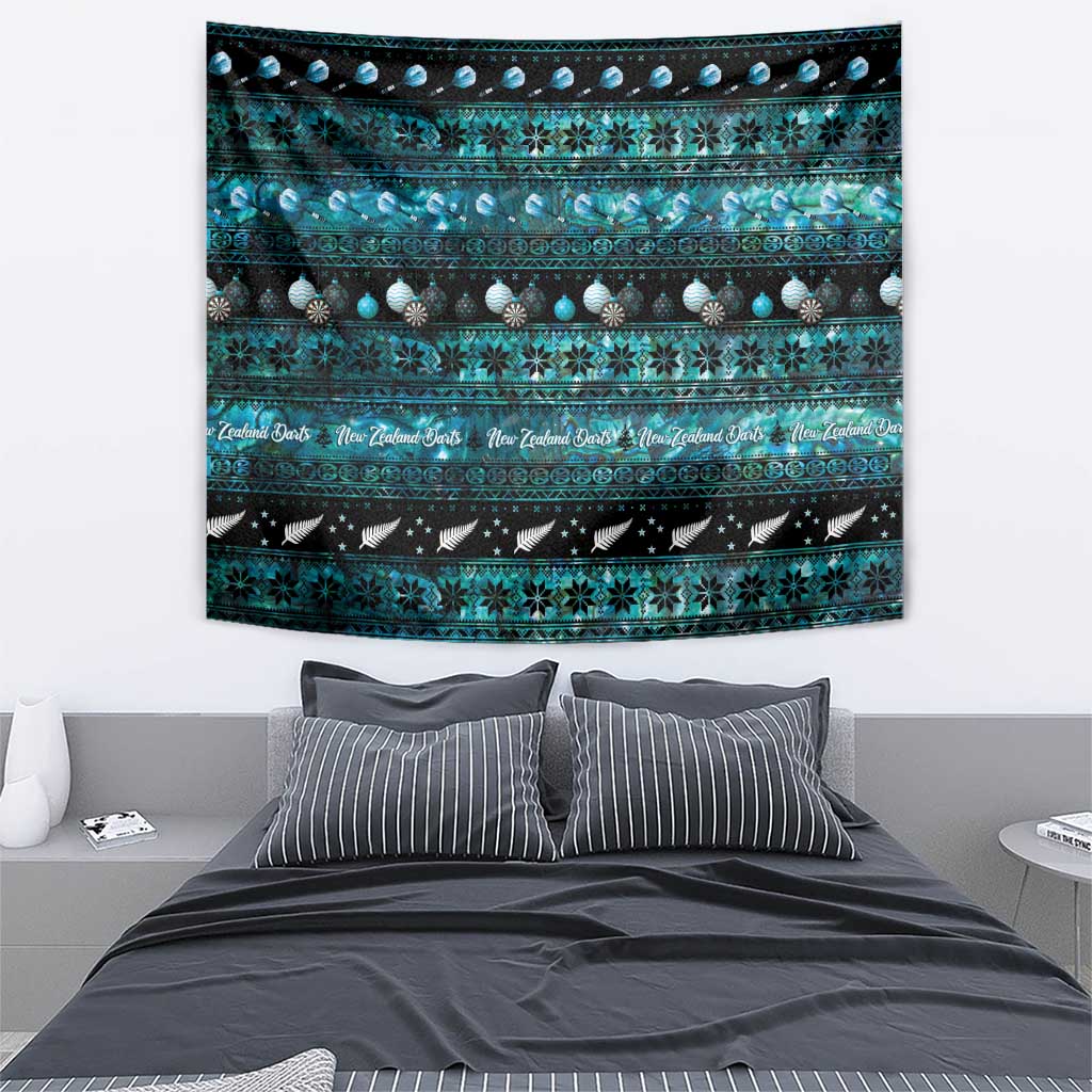 New Zealand Darts Christmas Tapestry Merry Xmas Aotearoa Maori Paua Shell - Aussie Hoodie