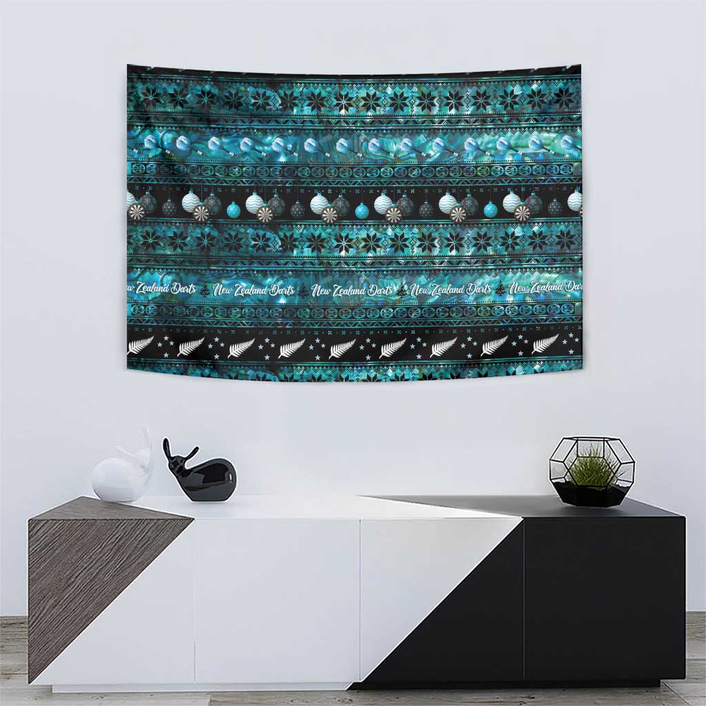 New Zealand Darts Christmas Tapestry Merry Xmas Aotearoa Maori Paua Shell - Aussie Hoodie