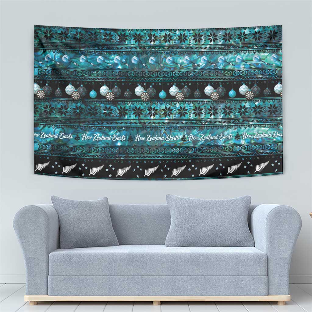 New Zealand Darts Christmas Tapestry Merry Xmas Aotearoa Maori Paua Shell - Aussie Hoodie