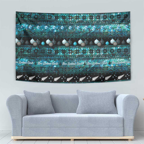 New Zealand Darts Christmas Tapestry Merry Xmas Aotearoa Maori Paua Shell - Aussie Hoodie