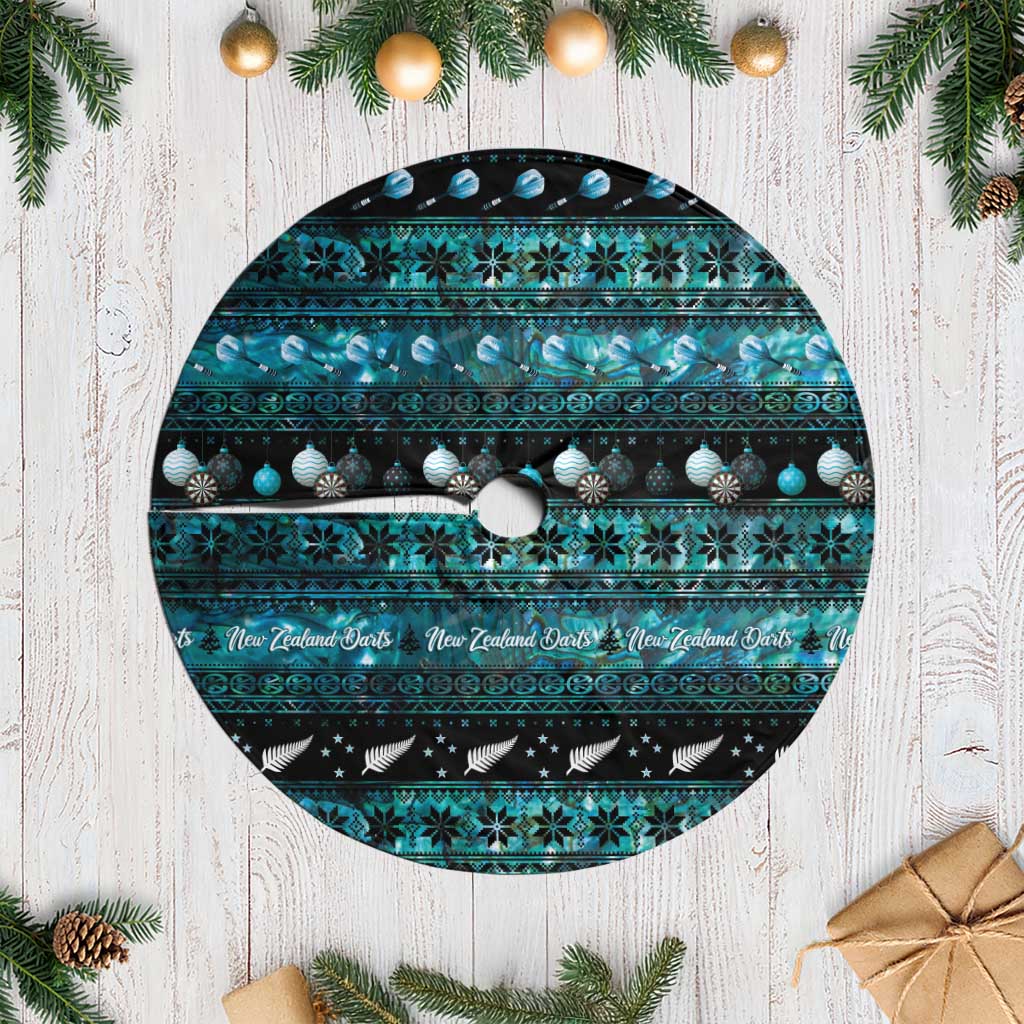 New Zealand Darts Christmas Tree Skirt Merry Xmas Aotearoa Maori Paua Shell - Aussie Hoodie