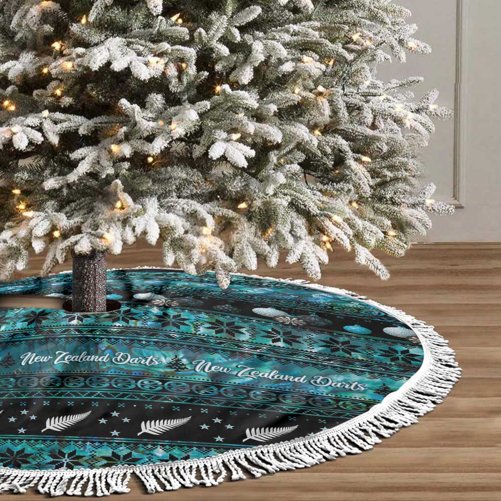 New Zealand Darts Christmas Tree Skirt Merry Xmas Aotearoa Maori Paua Shell - Aussie Hoodie