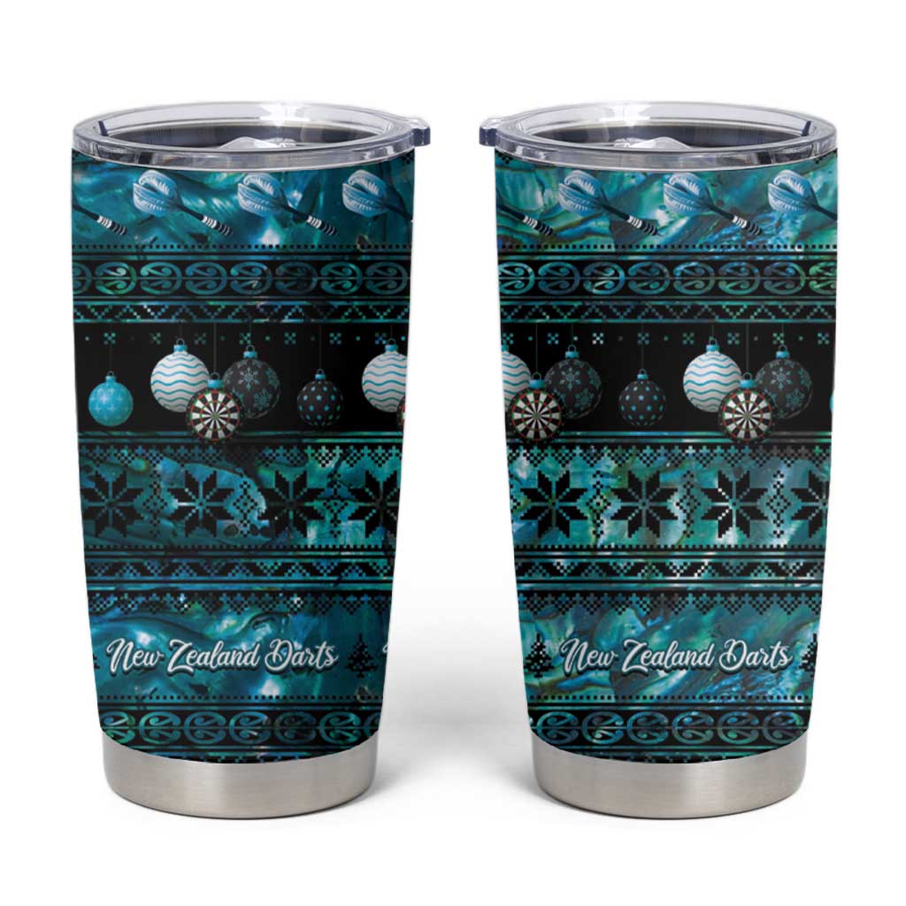 New Zealand Darts Christmas Tumbler Cup Merry Xmas Aotearoa Maori Paua Shell - Aussie Hoodie