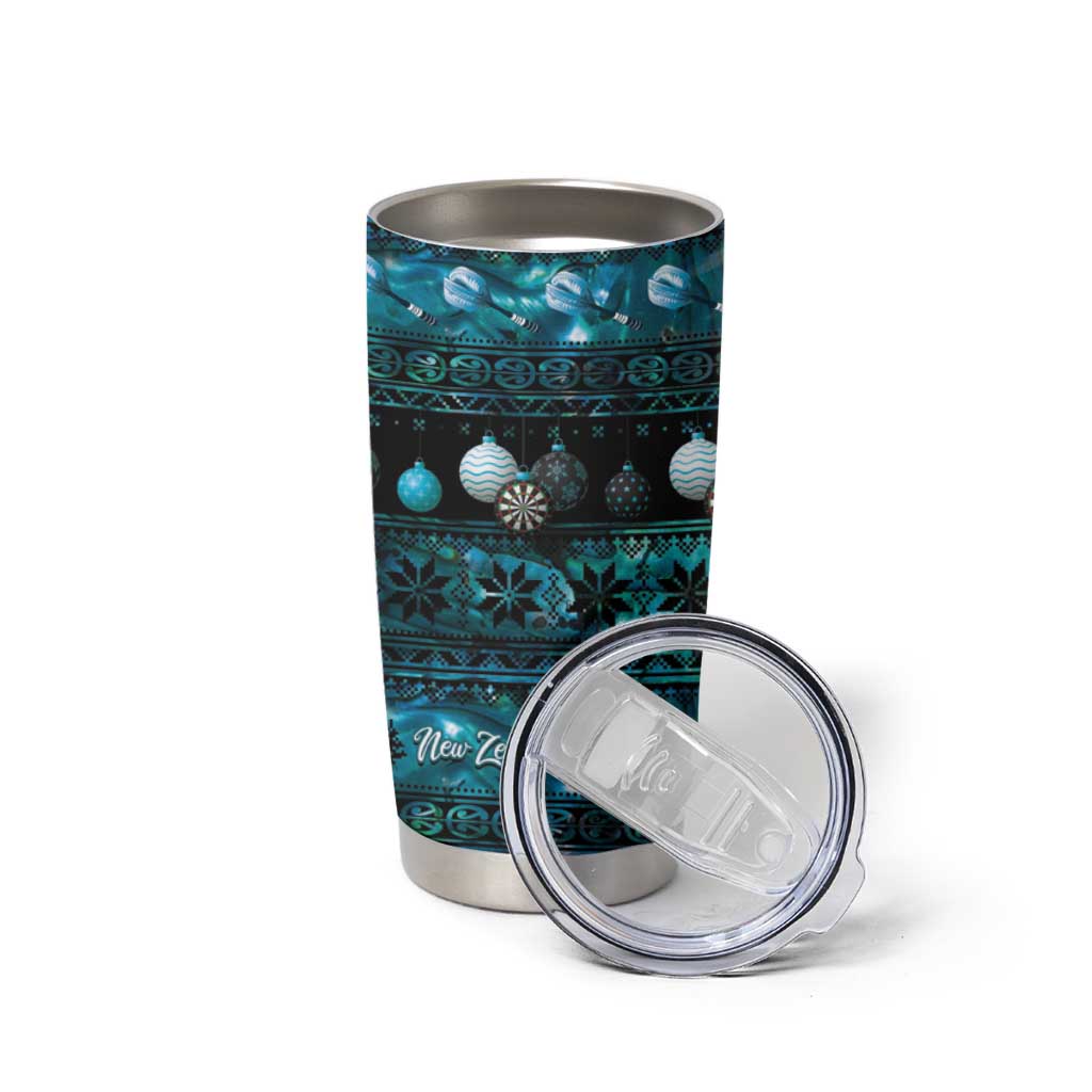 New Zealand Darts Christmas Tumbler Cup Merry Xmas Aotearoa Maori Paua Shell - Aussie Hoodie