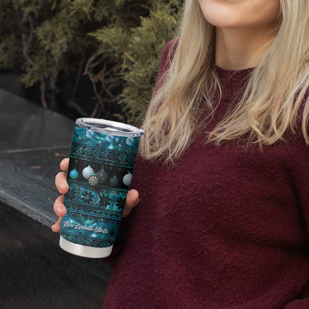 New Zealand Darts Christmas Tumbler Cup Merry Xmas Aotearoa Maori Paua Shell - Aussie Hoodie
