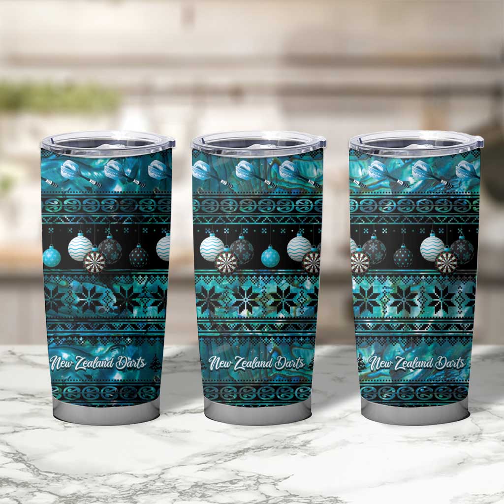 New Zealand Darts Christmas Tumbler Cup Merry Xmas Aotearoa Maori Paua Shell - Aussie Hoodie