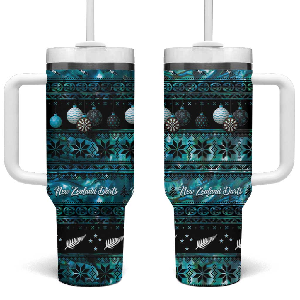 New Zealand Darts Christmas Tumbler With Handle Merry Xmas Aotearoa Maori Paua Shell - Aussie Hoodie