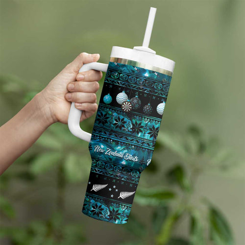 New Zealand Darts Christmas Tumbler With Handle Merry Xmas Aotearoa Maori Paua Shell - Aussie Hoodie