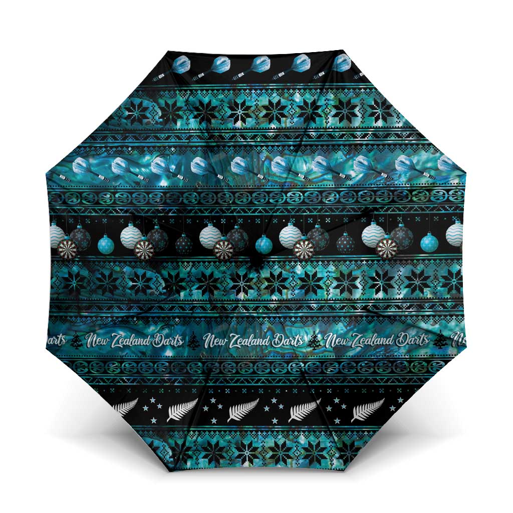 New Zealand Darts Christmas Umbrella Merry Xmas Aotearoa Maori Paua Shell - Aussie Hoodie