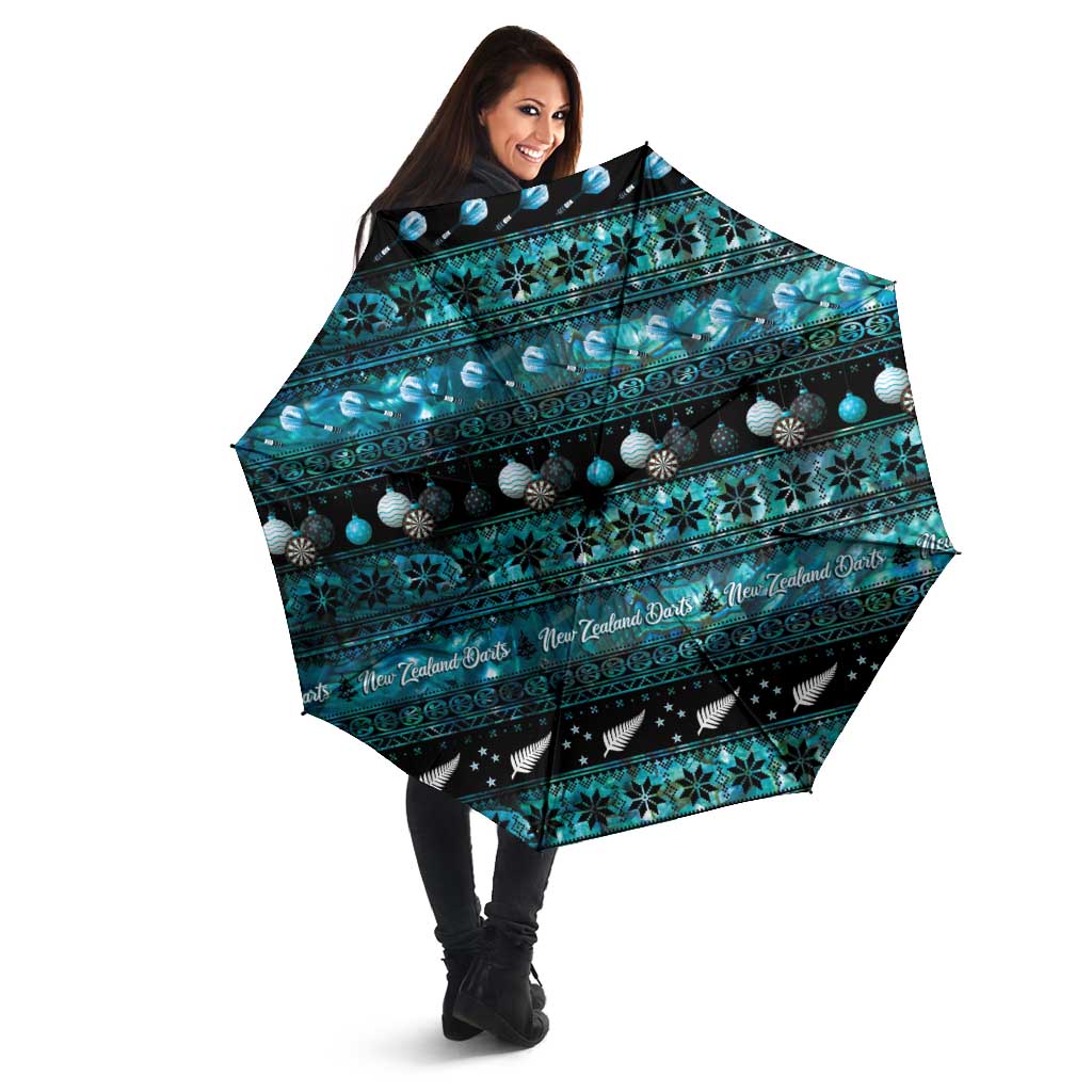 New Zealand Darts Christmas Umbrella Merry Xmas Aotearoa Maori Paua Shell - Aussie Hoodie