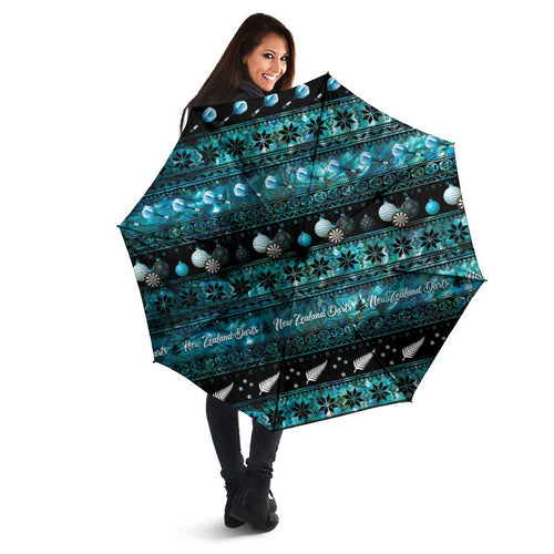 New Zealand Darts Christmas Umbrella Merry Xmas Aotearoa Maori Paua Shell - Aussie Hoodie