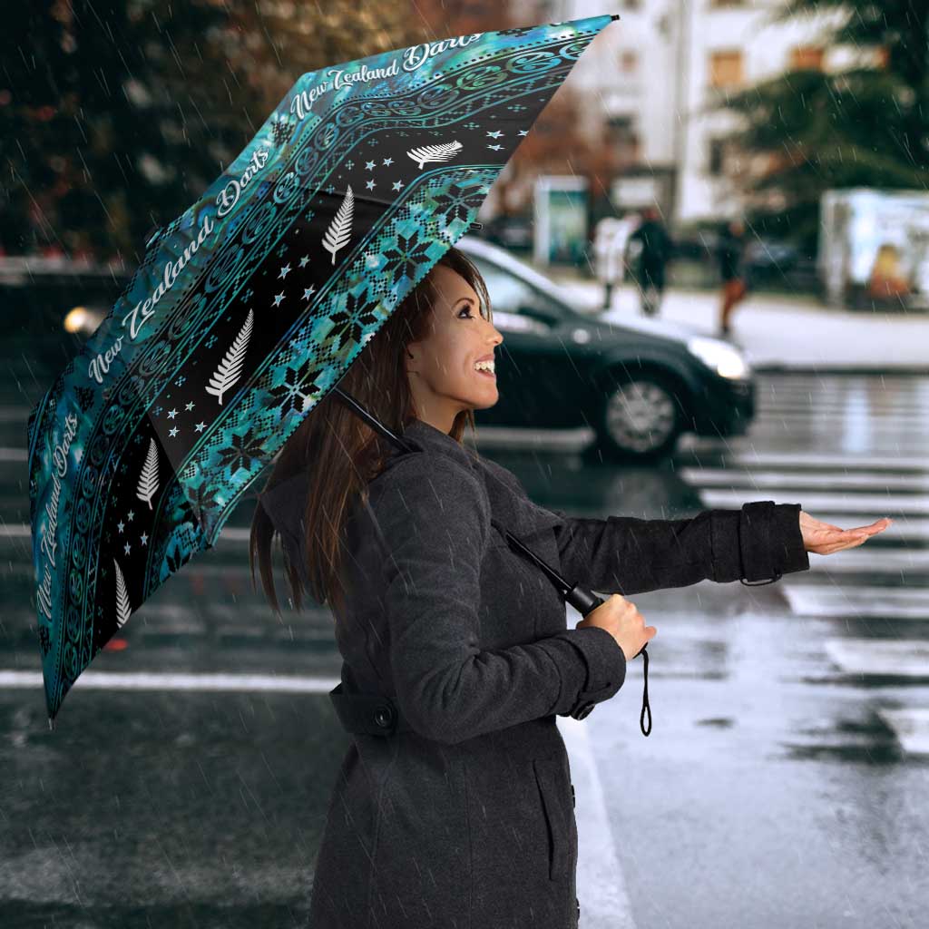 New Zealand Darts Christmas Umbrella Merry Xmas Aotearoa Maori Paua Shell - Aussie Hoodie